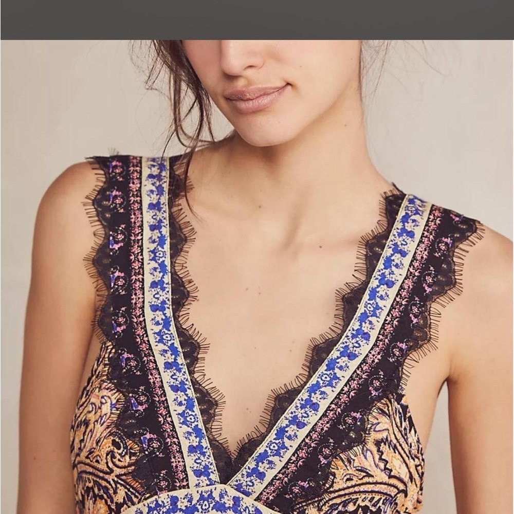 Free People Blue and Black Lace Mini Dress